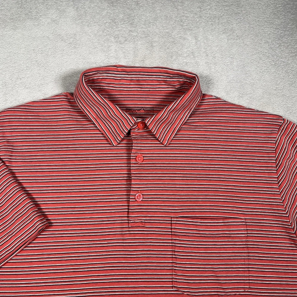 Patagonia Mens M Squeaky Clean Polo Shirt Red Striped Organic Cotton STY52776
